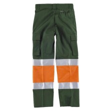 pantalón a.v. workteam c4018 en verde oscuro/naranja