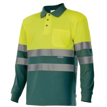 polo a.v. m/l velilla 175 en amarillo fluor/verde