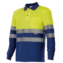 polo a.v. m/l velilla 175 en amarillo fluor/verde