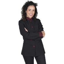 blusa mujer garys cuello mao combi 620700 en negro/burdeos