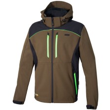 cazadora softshell cofra klarbo v552 en fango/negro/lima