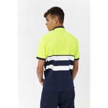 polo a.v. monza 04766 en azul marino/amarillo fluor