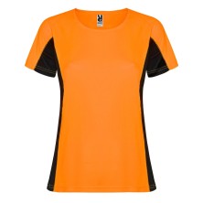 camiseta mujer roly shanghai ca6648 en naranja fluor/negro
