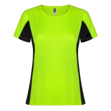 camiseta mujer roly shanghai ca6648 en verde fluor/negro