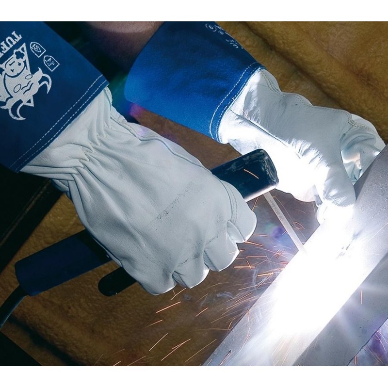 Guante piel flor y manguito serraje 408 tig