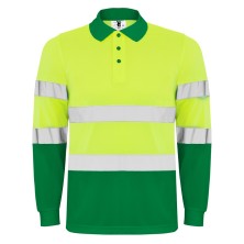 polo a.v. m/l roly polaris hv9306 en verde jardin/amarillo fluor