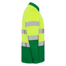 polo a.v. m/l roly polaris hv9306 en verde jardin/amarillo fluor