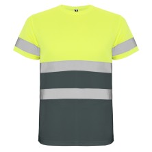 camiseta a.v. roly delta 9310 en plomo/amarillo fluor