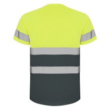 camiseta a.v. roly delta 9310 en plomo/amarillo fluor