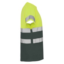 camiseta a.v. roly delta 9310 en plomo/amarillo fluor