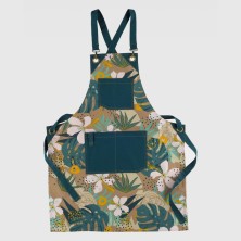 delantal peto workteam m756 en hojas tropicales/verde oscuro