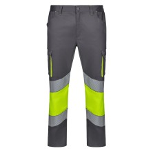 pantalón stretch a.v. velilla 303008s en gris/amarillo fluor