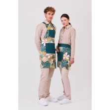 delantal frances workteam m757 en hojas tropicales/verde oscuro