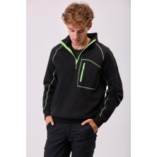 sudadera workteam c9800 en negro/verde a.v.
