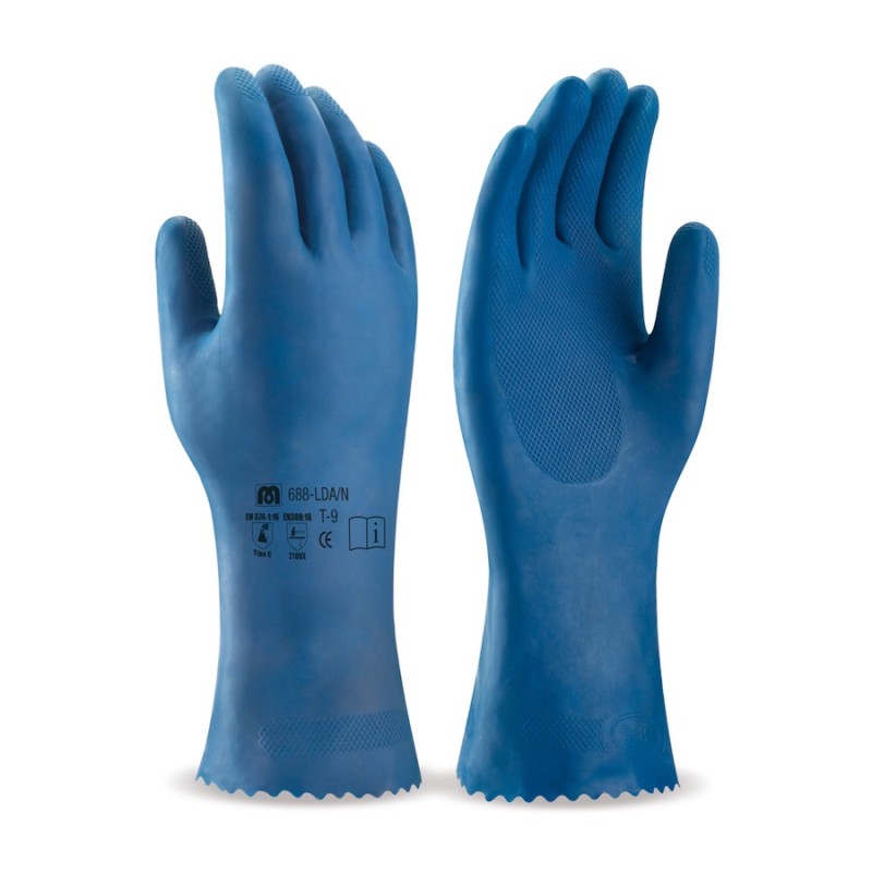 Guante de latex satinado marca 688-lda azul