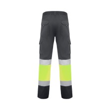 pantalón stretch a.v. roly daily 9312 en plomo/amarillo fluor