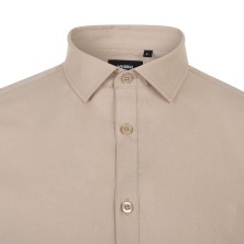 camisa m/l velilla 405009 en beige claro