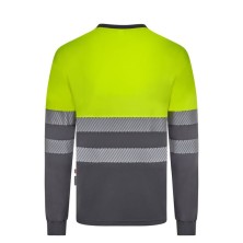 camiseta a.v. m/l velilla 305619 en gris/amarillo fluor