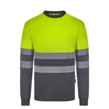 camiseta a.v. m/l velilla 305619 en gris/amarillo fluor