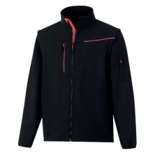cazadora softshell delta plus soccia en negro/rojo