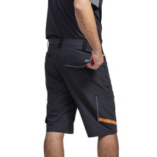 bermuda workteam future wf3017 en gris oscuro/negro/naranja fluor