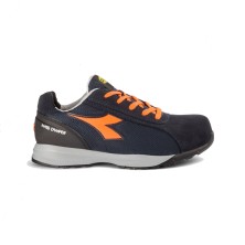 zapatilla diadora glove mds text low s1ps en azul marino medianoche/naranja