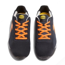 zapatilla diadora glove mds text low s1ps en azul marino medianoche/naranja