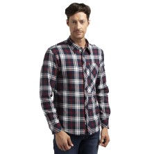 camisa diadora check cortina en samba/zafiro oscuro/gris