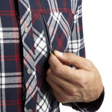 camisa diadora check cortina en samba/zafiro oscuro/gris