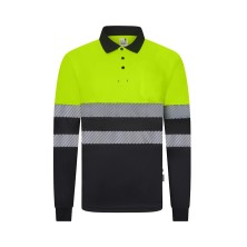polo a.v. velilla 305535 en negro/amarillo fluor