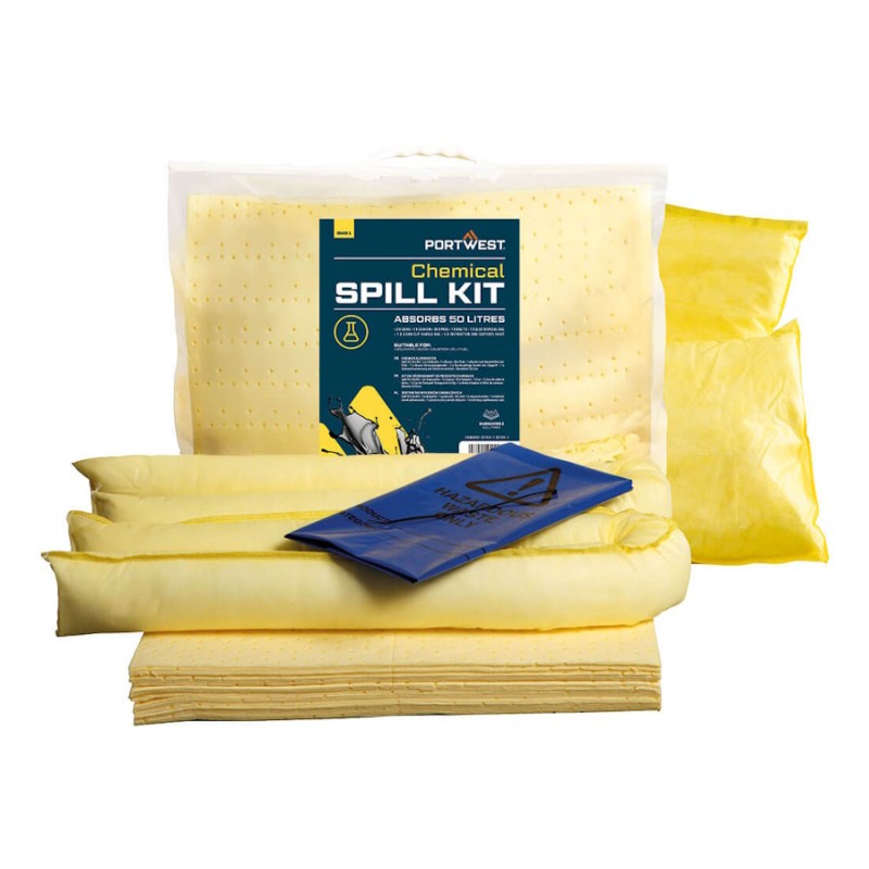 Kit absorbentes derrames quimicos portwest sm91 50l