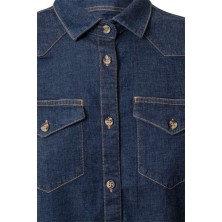 camisa m/l mujer velilla 405007s en azul