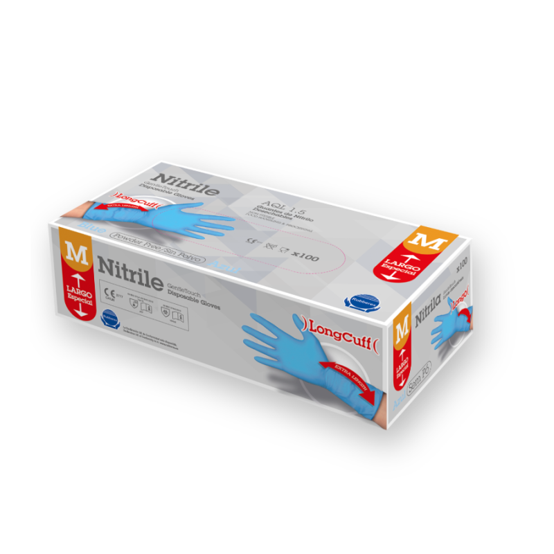 Guante nitrilo rubberex g.touch long cuff 7,0 gr (100 uds)
