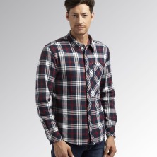 camisa diadora check cortina en samba/zafiro oscuro/gris