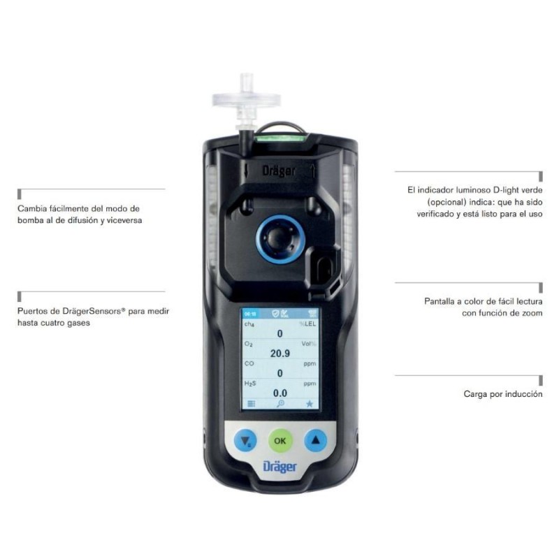 Detector multigas drager x-am 3500 ex o2 co lc h2s lc 8328419