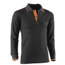 polo m/l juba top range en negro/naranja