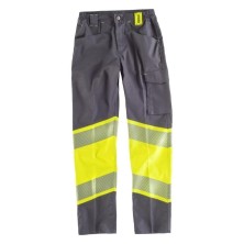 pantalón a.v. workteam c2718 en gris oscuro/amarillo a.v.