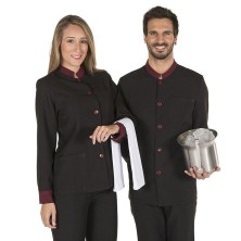 blusa mujer garys cuello mao combi 620700 en negro/burdeos
