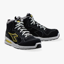 bota diadora run net airbox mid s3 en negro/negro