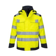 chaqueta a.v. portwest modaflame rain mv70 en amarillo/marino