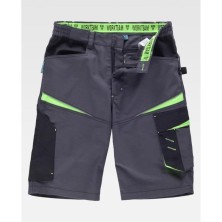 bermuda workteam future wf2717 en gris oscuro/negro/verde lima