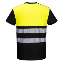 camiseta a.v. portwest pw311 en negro/amarillo