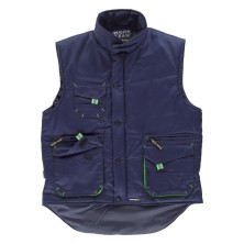 chaleco workteam wf1680 en marino/verde fluor