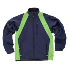 chaqueta softshell workteam wf1640 en marino/verde fluor