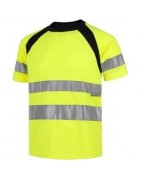 Camisetas alta visibilidad con detalles reflectantes