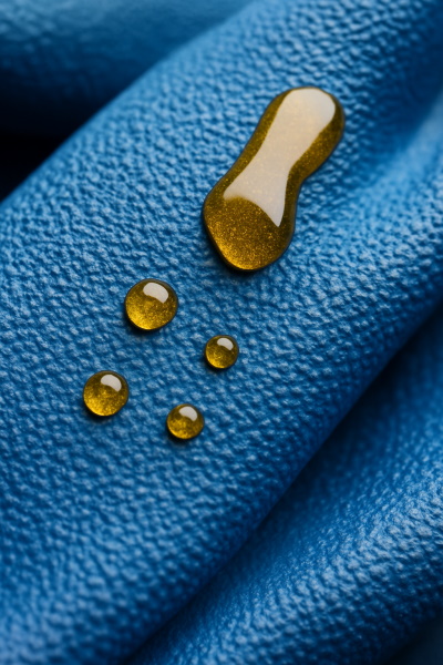 Detalle de guante de nitrilo resistente a aceites
