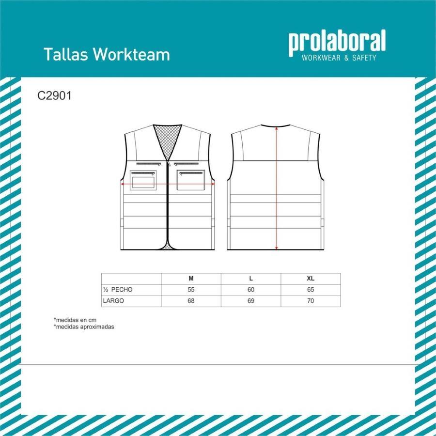 Chaleco multibolsillos de alta visibilidad. Chaleco trabajo WorkTeam C2901