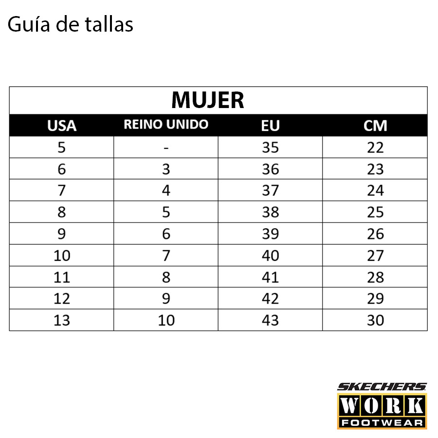Tabla de tallas on sale de zapatos skechers